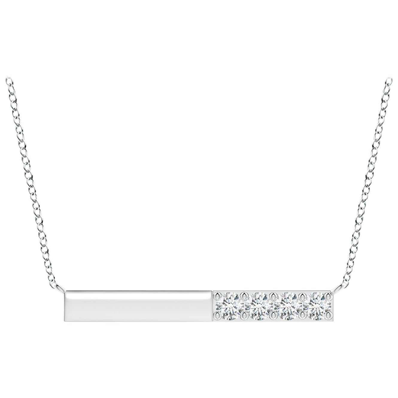 Angara Natural Prong-Set Runde Diamant Bar Halskette in Platin für Frauen