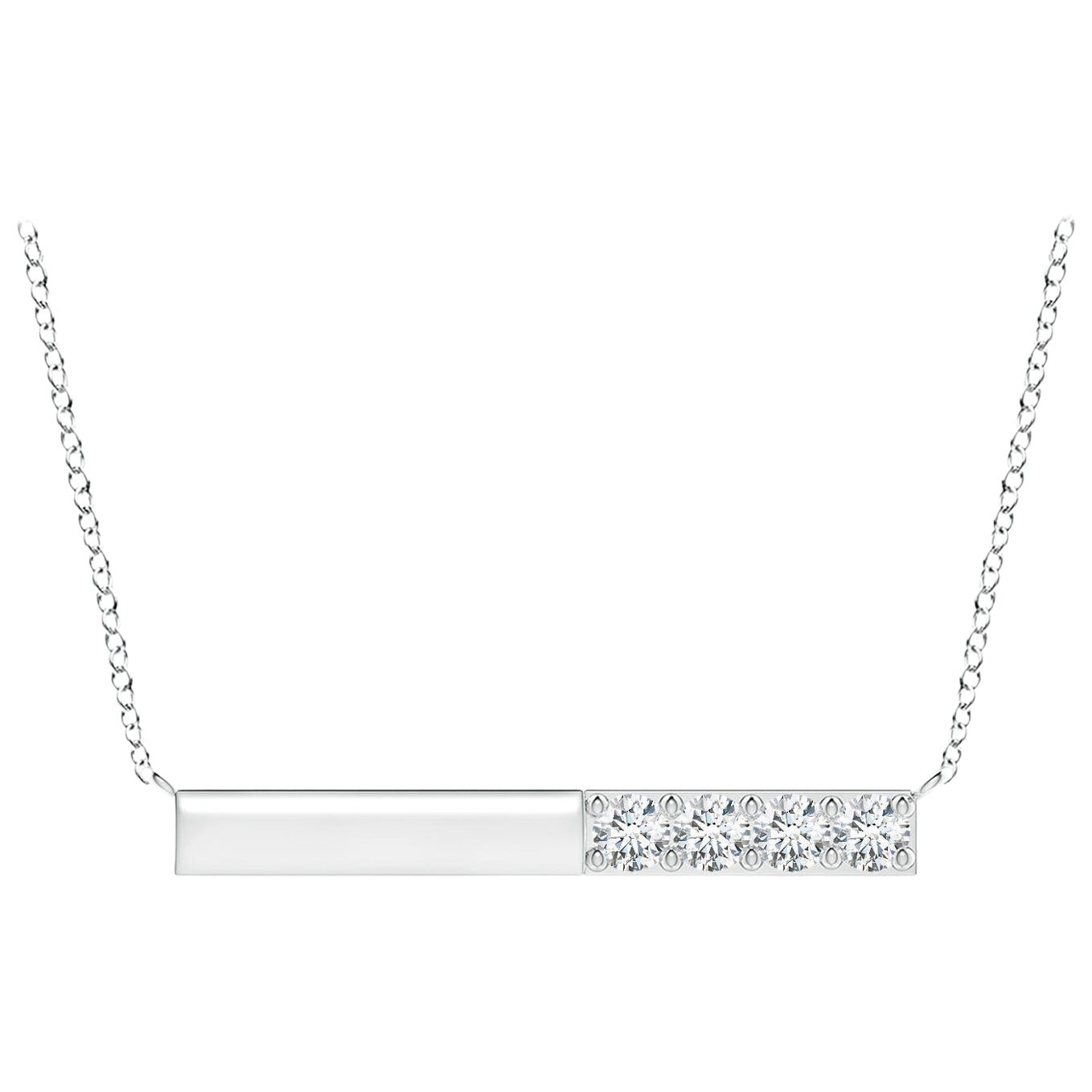 Angara Natural Prong-Set Runde Diamant Bar Halskette in Platin für Frauen