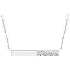 Angara Natural Prong-Set Runde Diamant Bar Halskette in Platin für Frauen