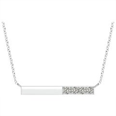 Angara Natural Prong-Set Runde Diamant Bar Halskette in Platin für Frauen