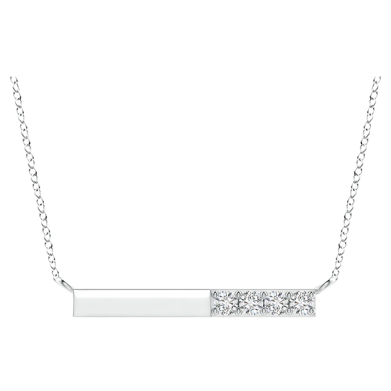 Angara Natural Prong-Set Runde Diamant Bar Halskette in Platin für Frauen