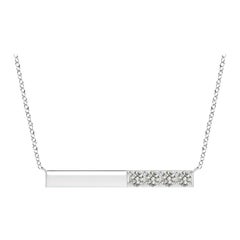 Angara Natural Prong-Set Runde Diamant Bar Halskette in Platin für Frauen