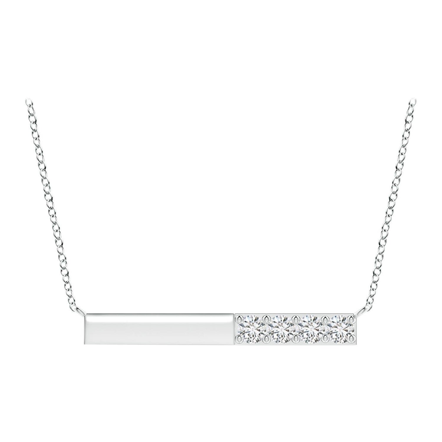 Angara Natural Prong-Set Runde Diamant Bar Halskette in Platin für Frauen im Angebot