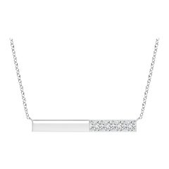 Angara Natural Prong-Set Runde Diamant Bar Halskette in Platin für Frauen