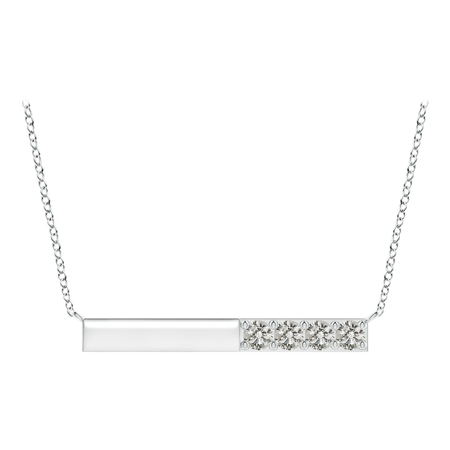Angara Natural Prong-Set Runde Diamant Bar Halskette in Platin für Frauen