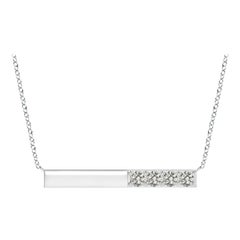 Angara Natural Prong-Set Runde Diamant Bar Halskette in Platin für Frauen