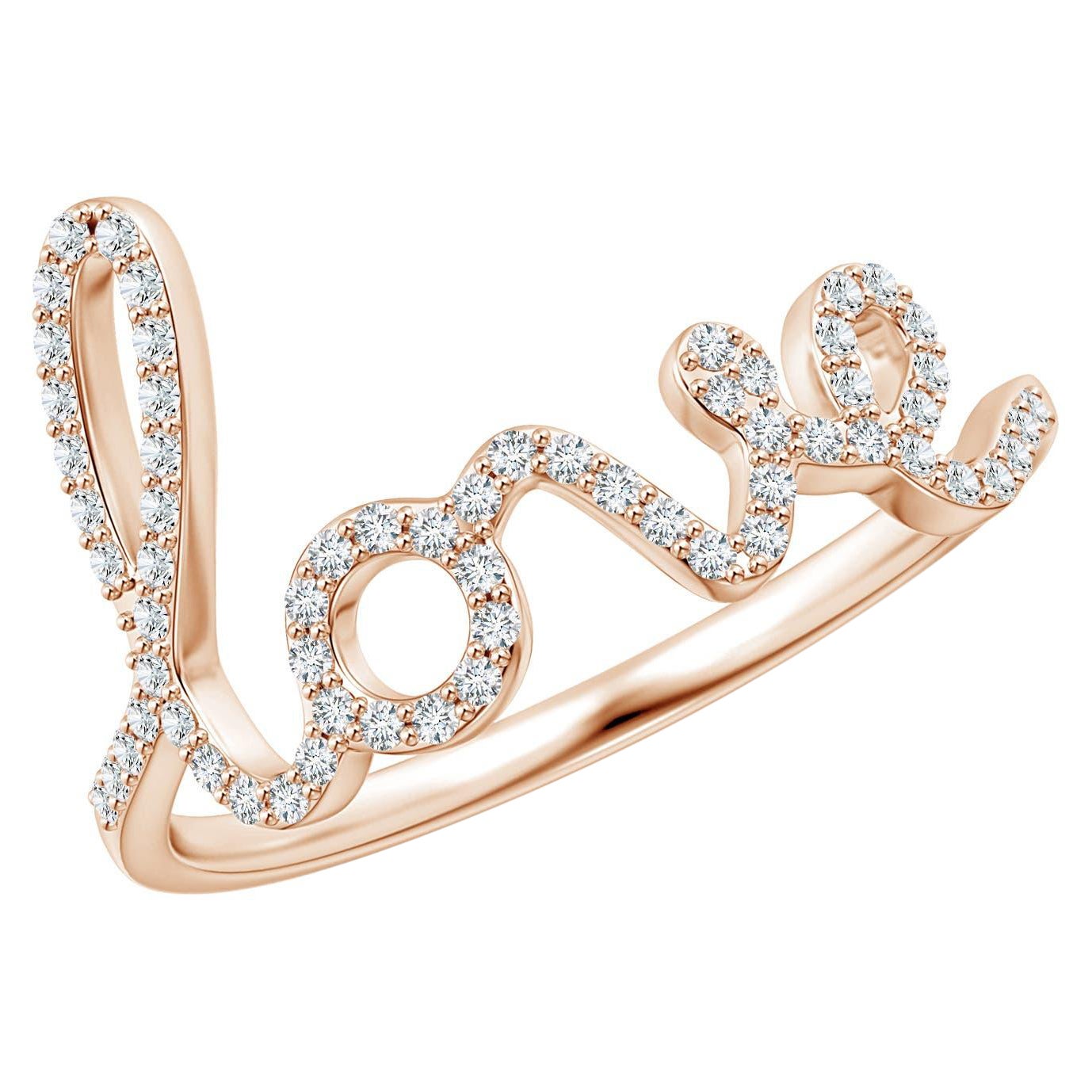 Bague "LOVE" en or massif 14K avec diamants ronds en serti clos Angara Natural en vente