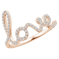 Angara Natural Prong Set Runde Diamant Cursive "LOVE" Ring in 14K massivem Gold