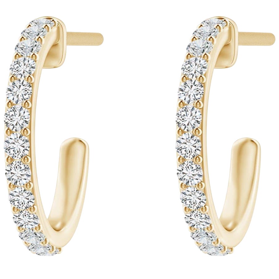 Orecchini a cerchio con diamanti rotondi incastonati di Angara Nature in oro massiccio 14K per donna