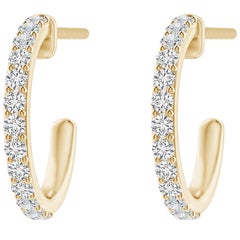 Orecchini a cerchio con diamanti rotondi incastonati di Angara Nature in oro massiccio 14K per donna
