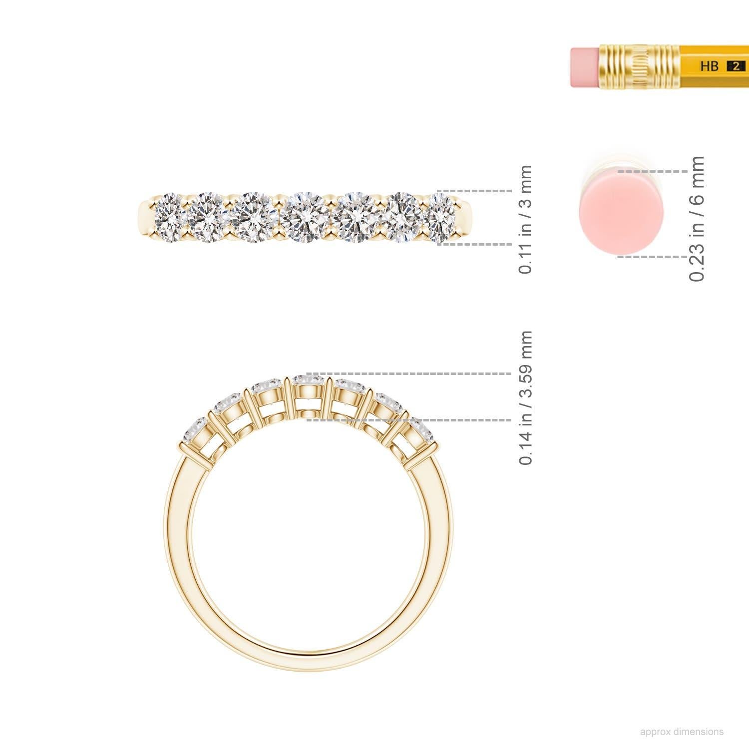Angara Natürlicher Prong-Set Runder Diamant Sieben Stein Ehering 14K Massiv Gold im Angebot 2