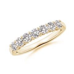 Angara Natural Prong-Set Round Diamond Seven Stone Wedding Ring 14K Solid Gold