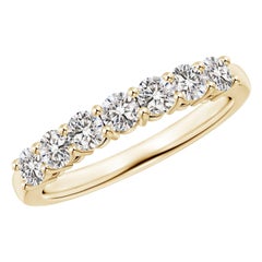 Angara Natürlicher Prong-Set Runder Diamant Sieben Stein Ehering 14K Massiv Gold