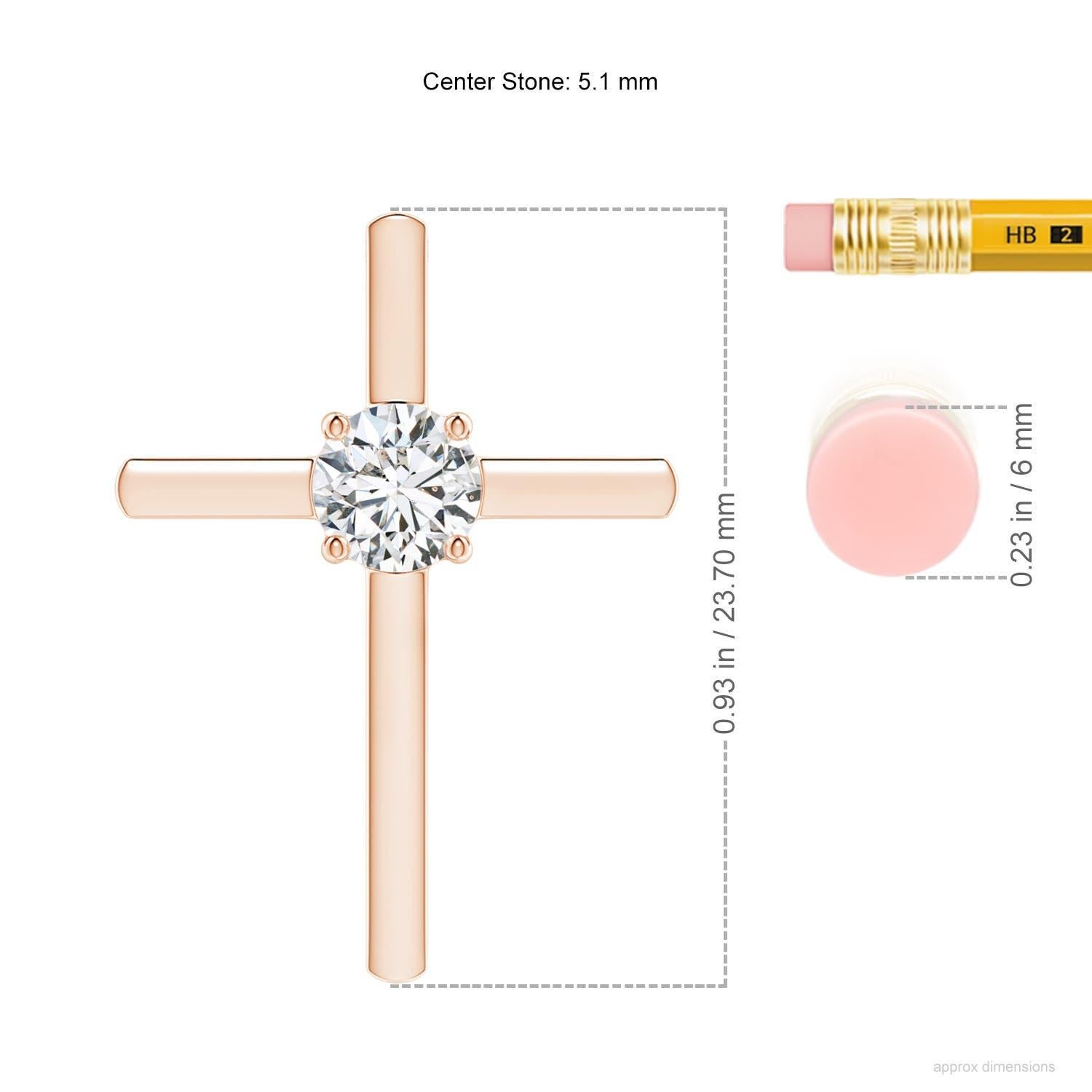Angara Natural Prong-Set Runde Diamant Solitär Kreuz Anhänger in 14K Rose Gold (Rundschliff) im Angebot