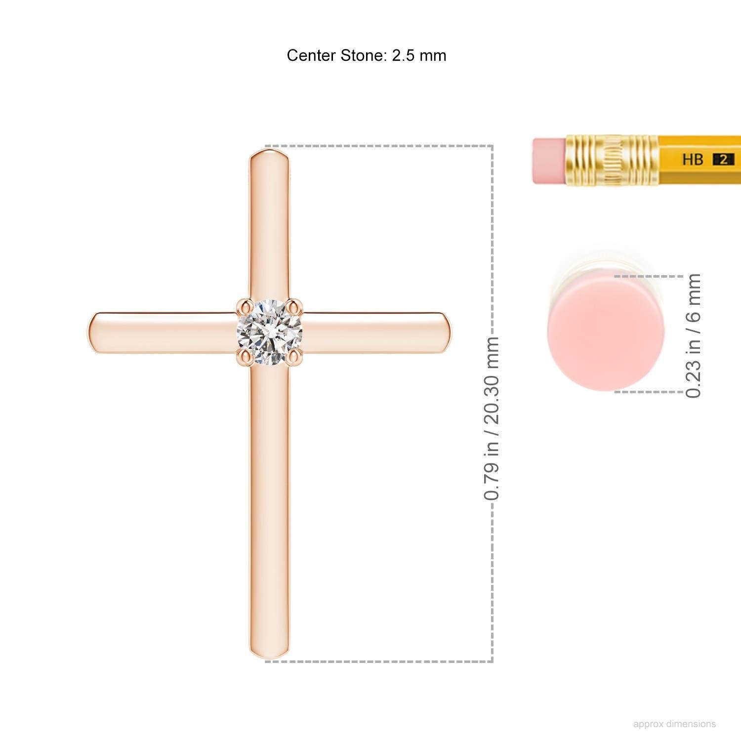 Angara Natural Prong-Set Runde Diamant Solitär Kreuz Anhänger in 14K Rose Gold (Rundschliff) im Angebot