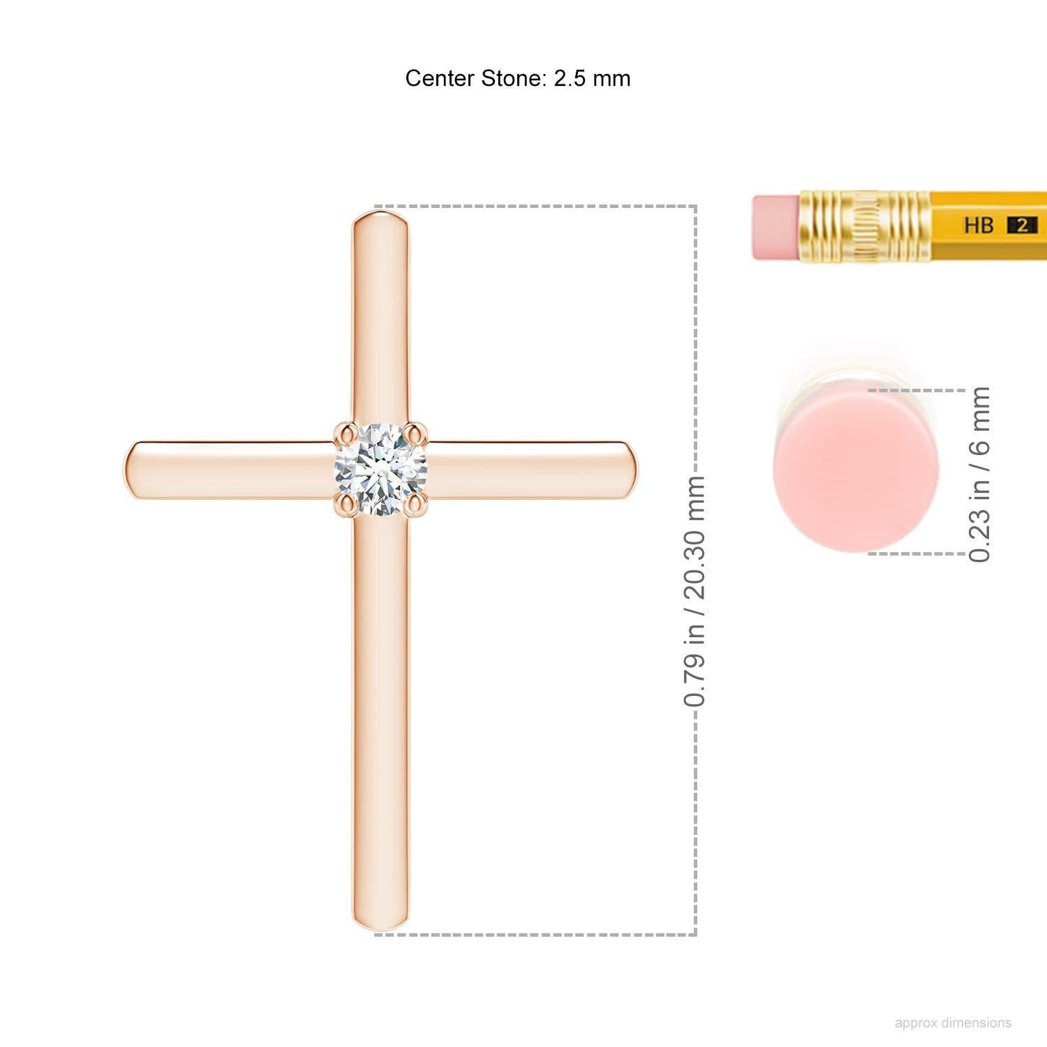 Angara Natural Prong-Set Runde Diamant Solitär Kreuz Anhänger in 14K Rose Gold (Rundschliff) im Angebot