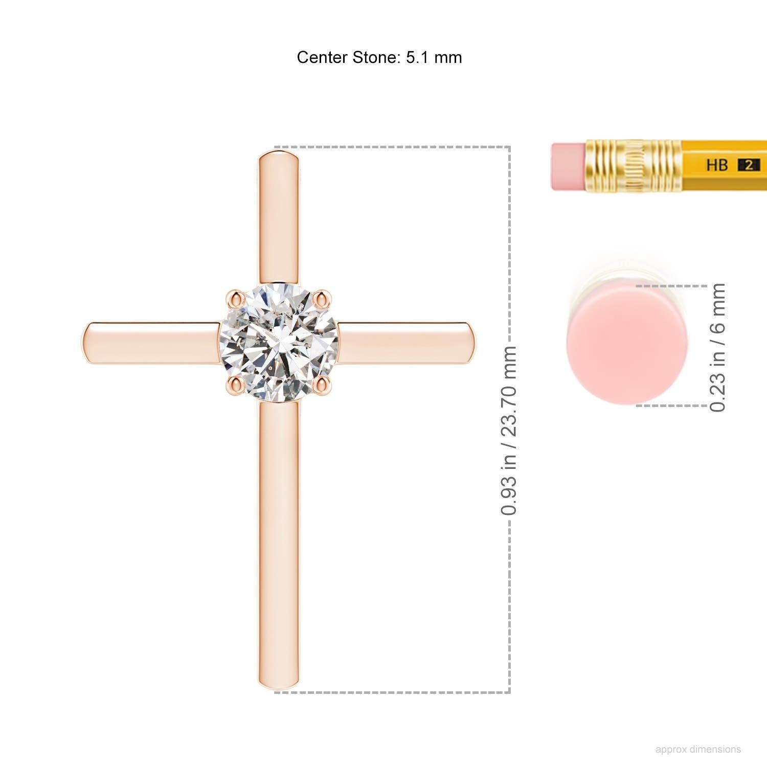 Angara Natural Prong-Set Runde Diamant Solitär Kreuz Anhänger in 14K Rose Gold (Rundschliff) im Angebot
