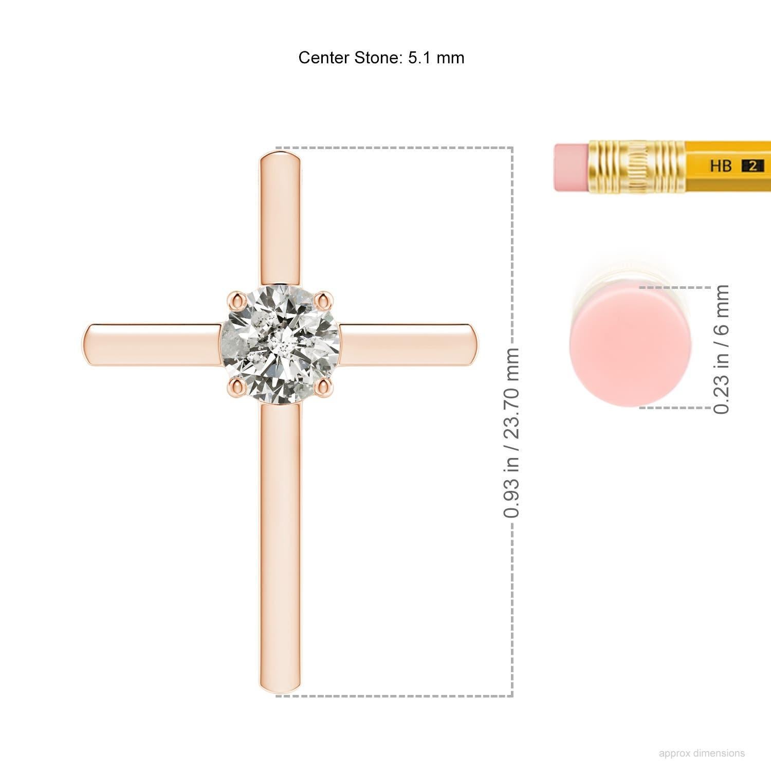 Angara Natural Prong-Set Runde Diamant Solitär Kreuz Anhänger in 14K Rose Gold (Rundschliff) im Angebot