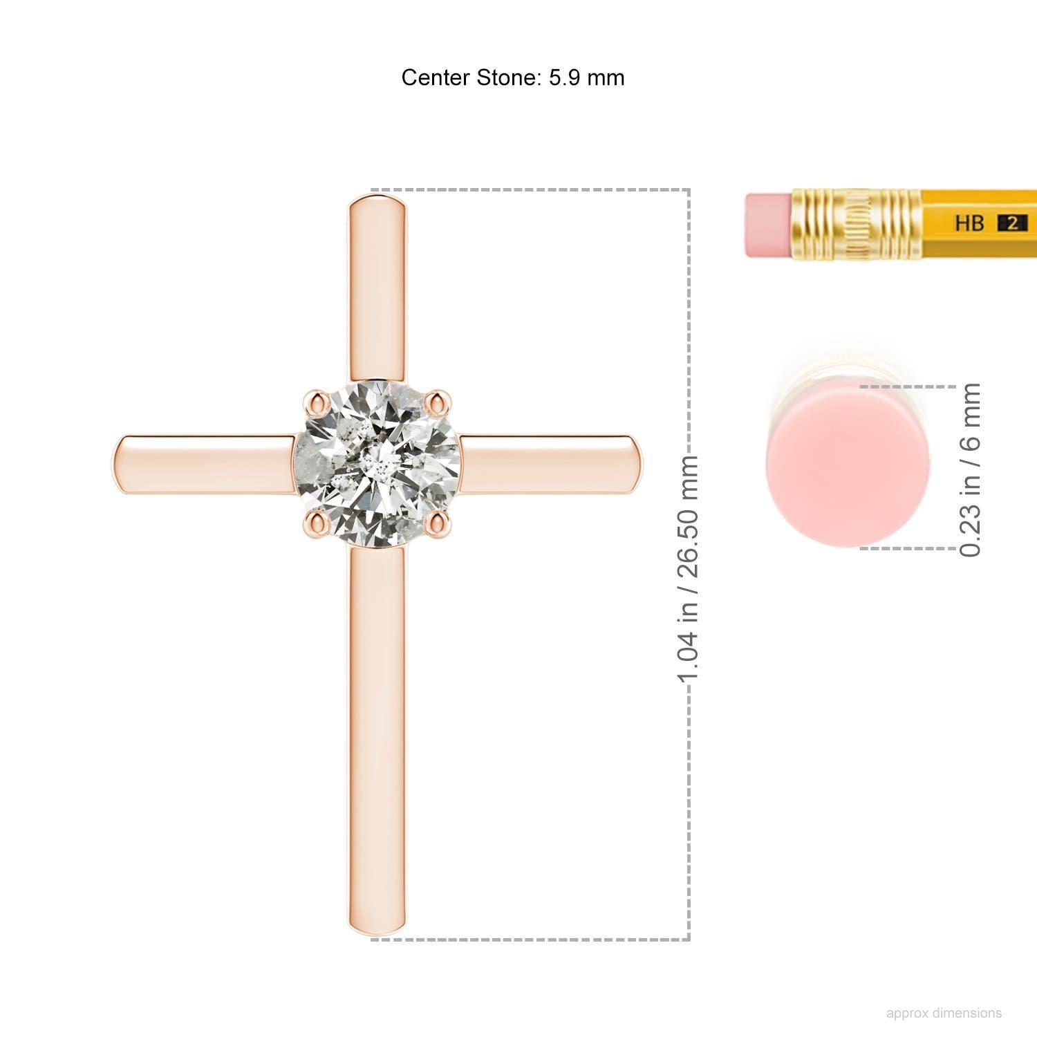 Angara Natural Prong-Set Runde Diamant Solitär Kreuz Anhänger in 14K Rose Gold (Rundschliff) im Angebot