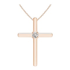 Angara Natural Prong-Set Runde Diamant Solitär Kreuz Anhänger in 14K Rose Gold