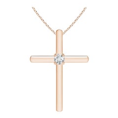 Angara Natural Prong-Set Runde Diamant Solitär Kreuz Anhänger in 14K Rose Gold