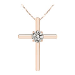 Angara Natural Prong-Set Runde Diamant Solitär Kreuz Anhänger in 14K Rose Gold