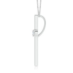Pendentif croix solitaire en or blanc 14K avec diamant rond serti clos Angara Nature