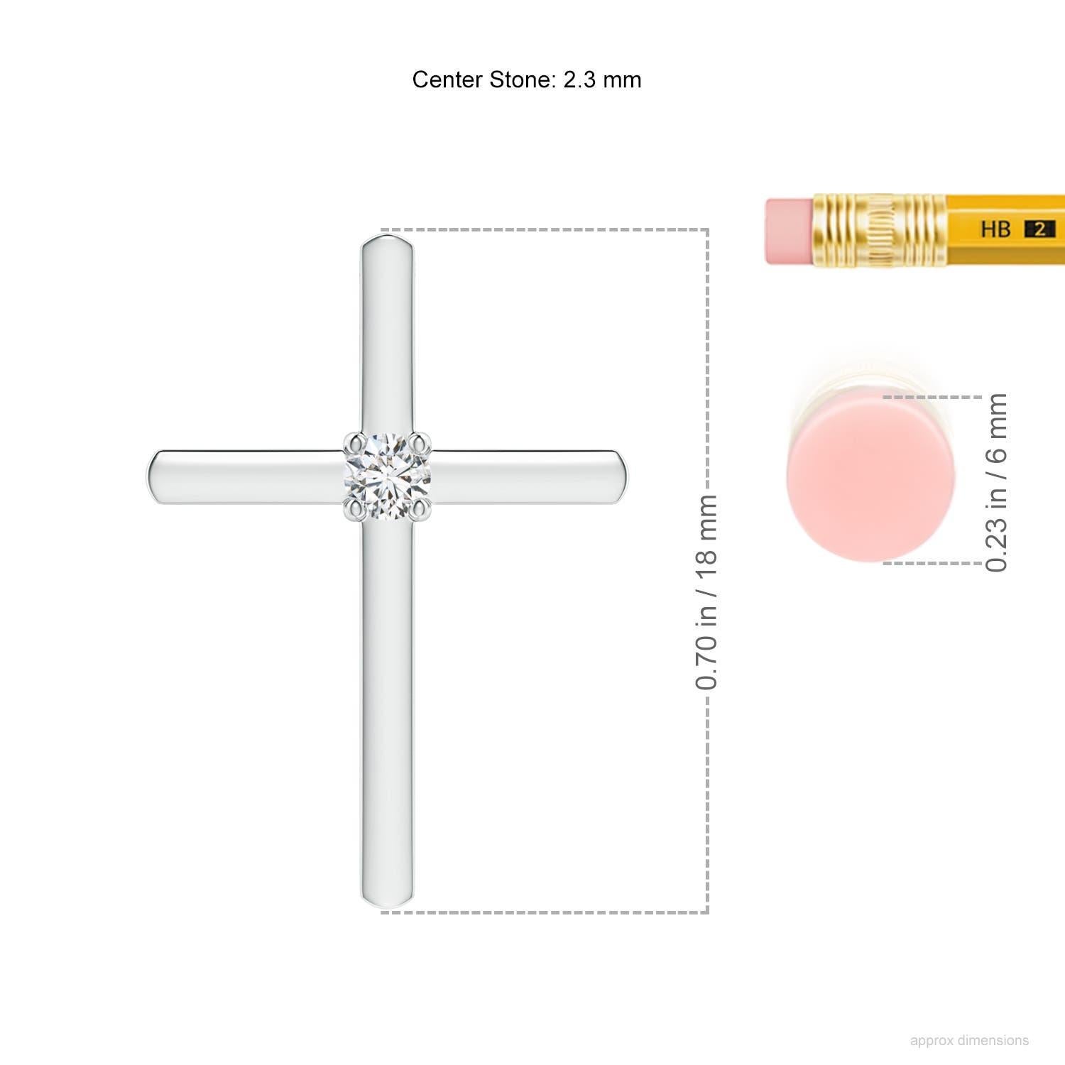 Taille ronde Pendentif croix solitaire en diamant rond serti clos Angara en platine en vente