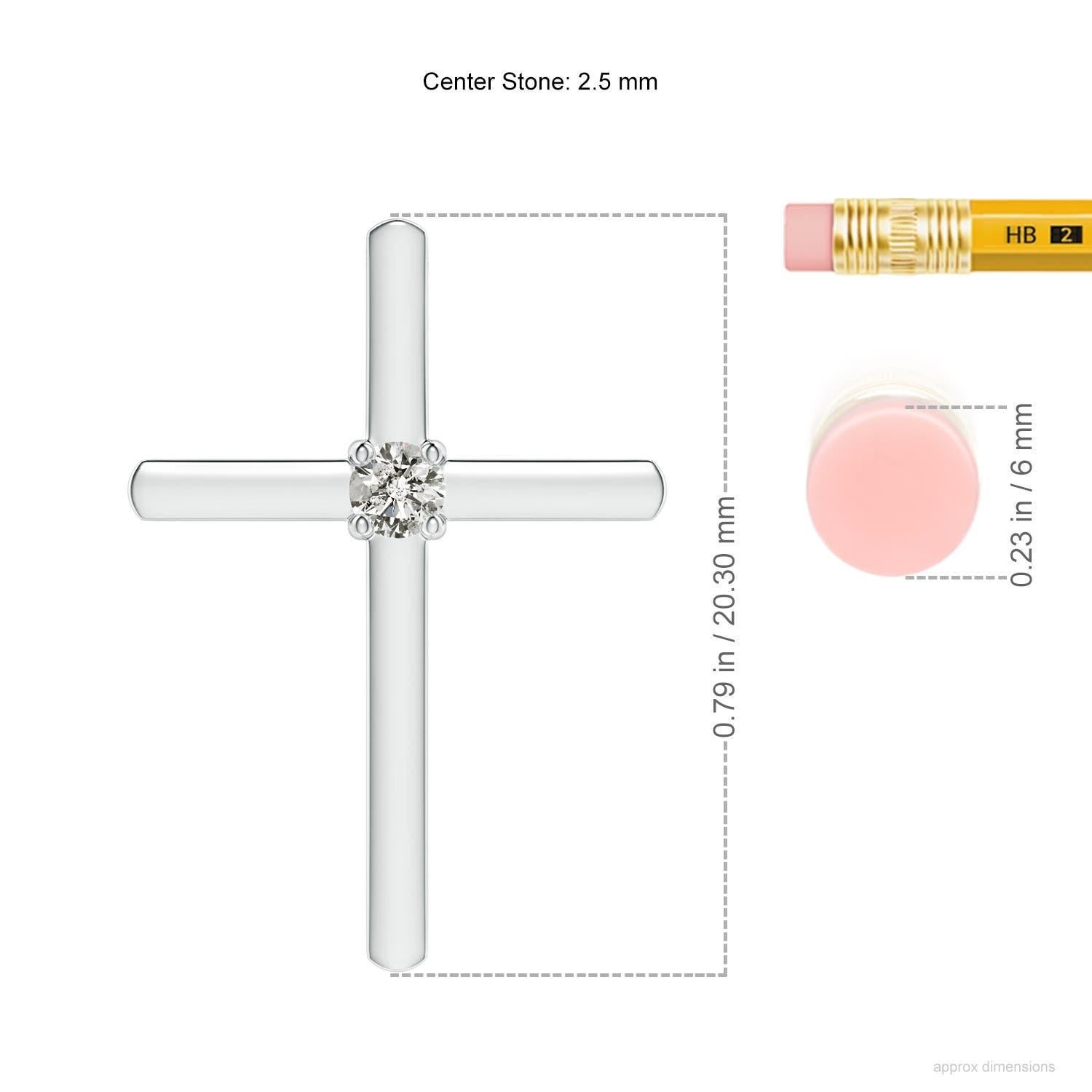 Taille ronde Pendentif croix solitaire en diamant rond serti clos Angara en platine en vente