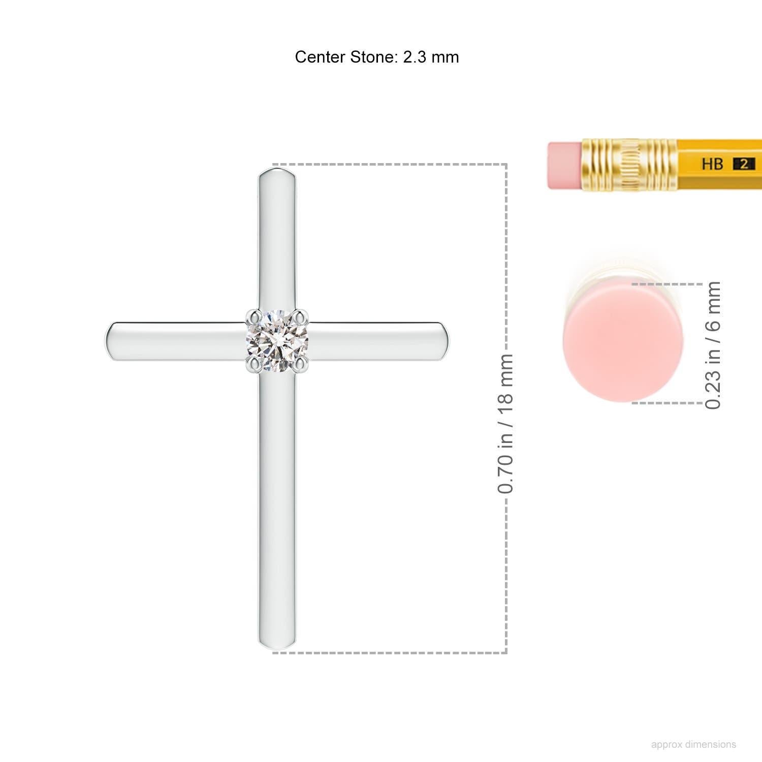 Taille ronde Pendentif croix solitaire en diamant rond serti clos Angara en platine en vente