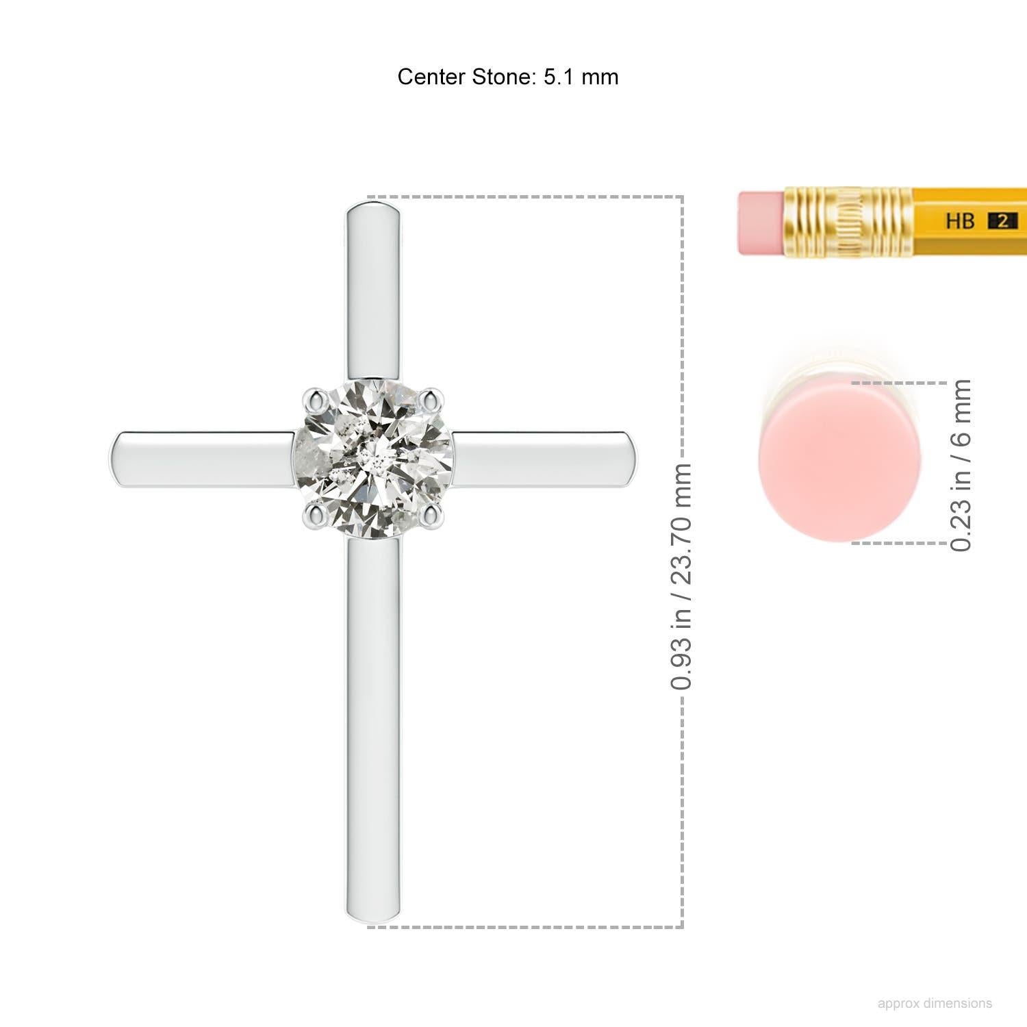 Taille ronde Pendentif croix solitaire en diamant rond serti clos Angara en platine en vente