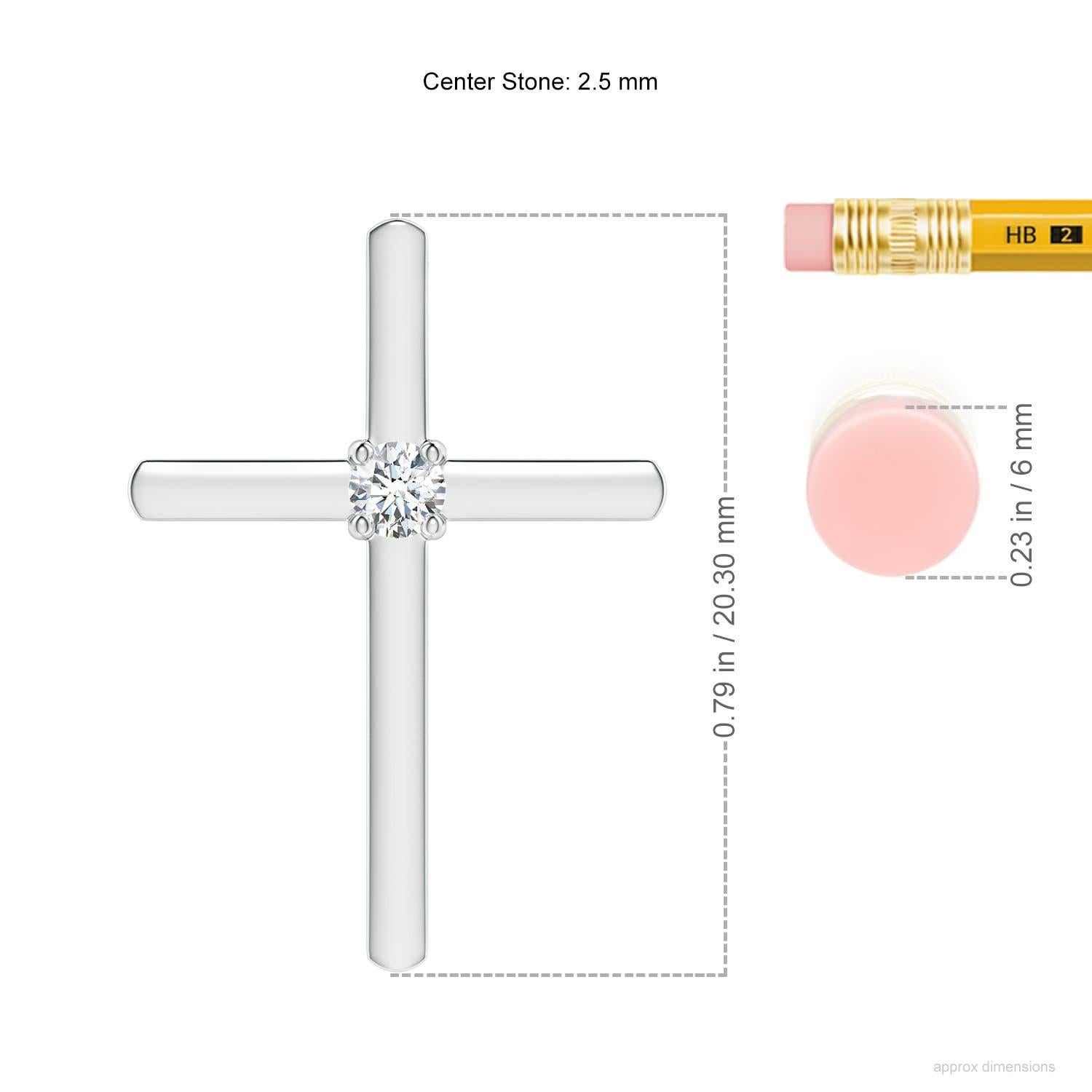 Taille ronde Pendentif croix solitaire en diamant rond serti clos Angara en platine en vente