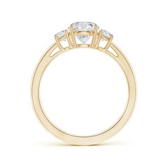 Angara Natural Prong-Set Round Diamond Three Stone Engagement Ring in 14K Gold