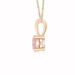 Angara 14K Solid Gold Peach Morganite Pendant Necklace, 5mm Round