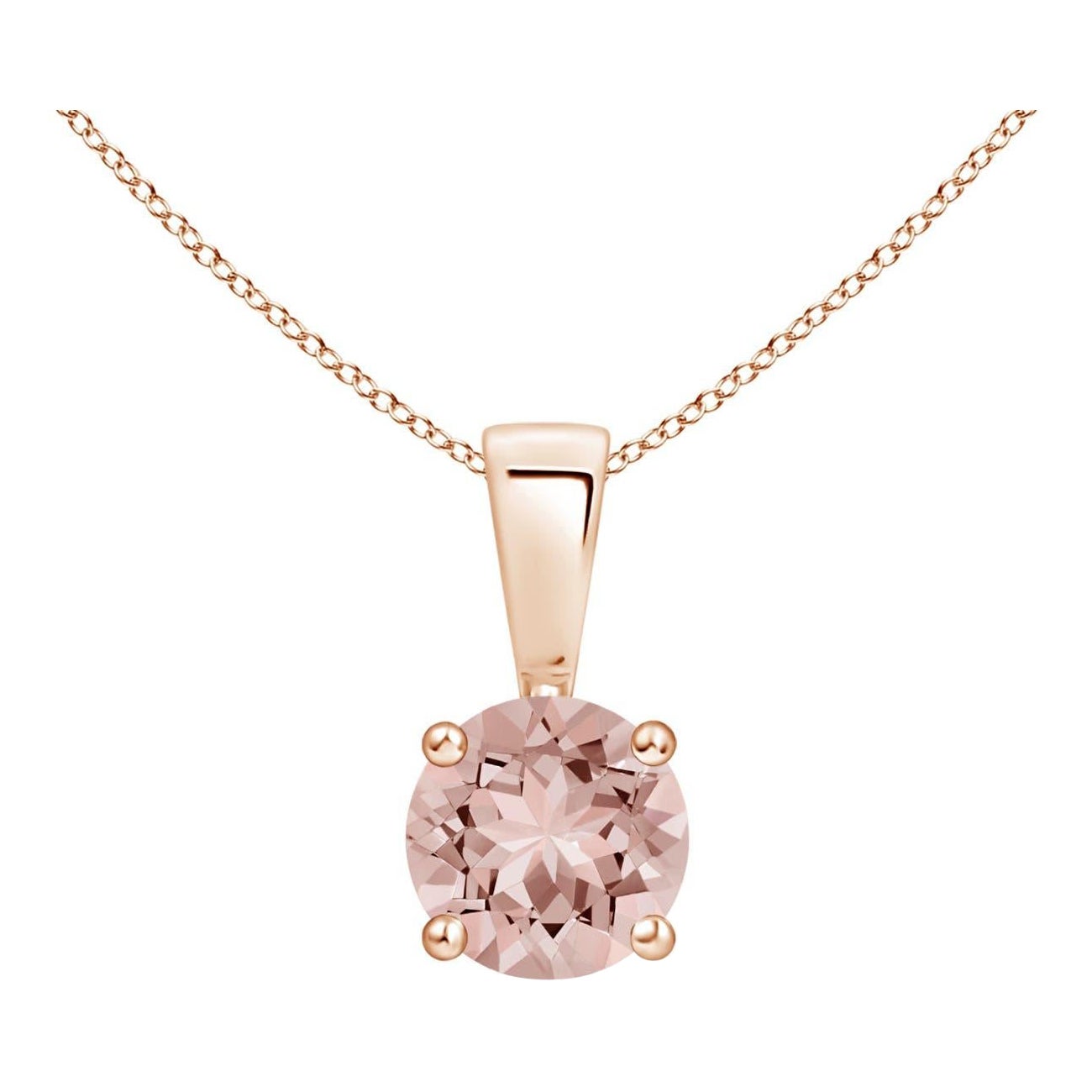 Ciondolo solitario con morganite tonda incastonata di Angara in oro massiccio 14 carati