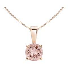 Angara Natural Prong-Set Round Morganite Solitaire Pendant in 14K Solid Gold