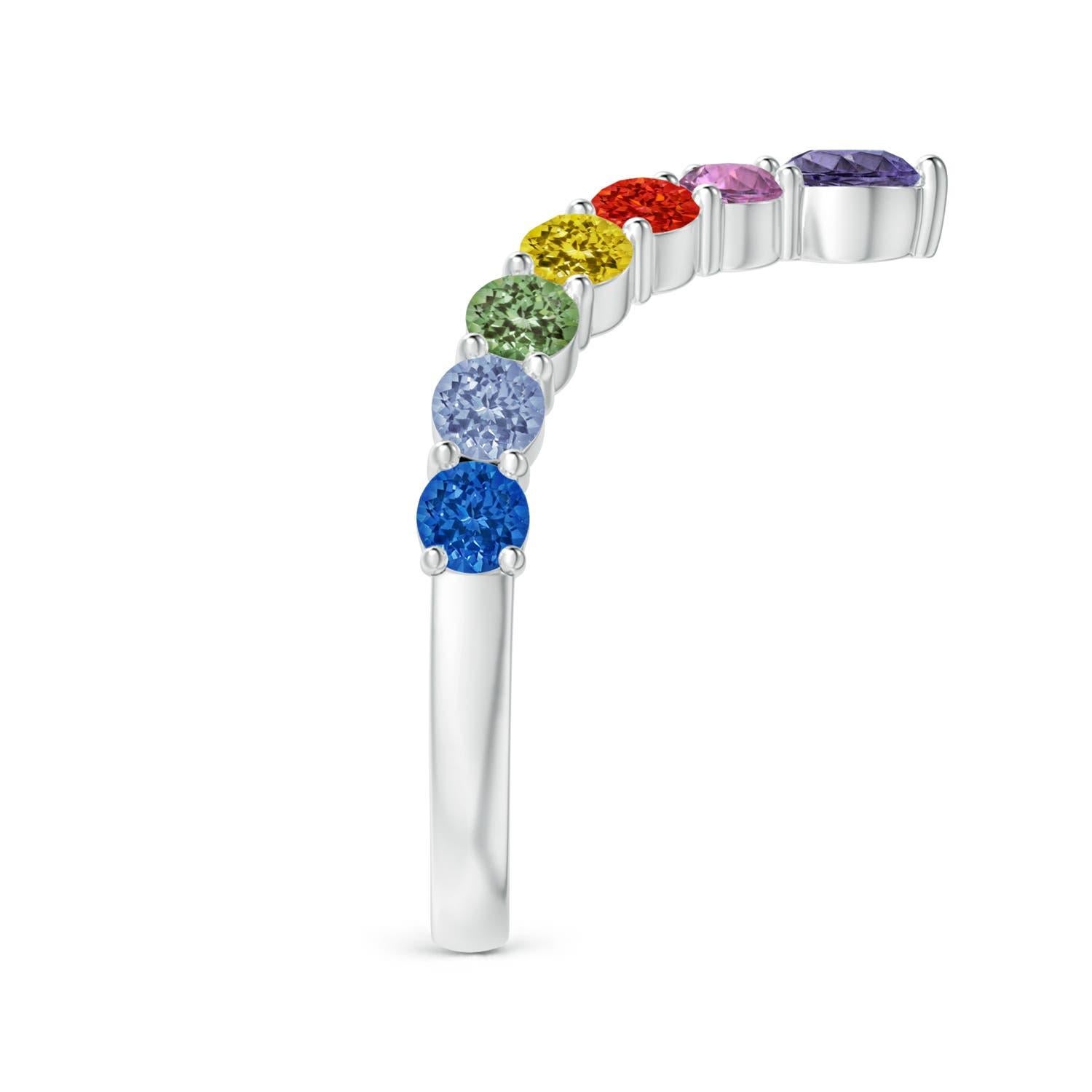 Taglio rotondo Anello Angara Nature con zaffiri multipli rotondi incastonati in oro massiccio 14K in vendita