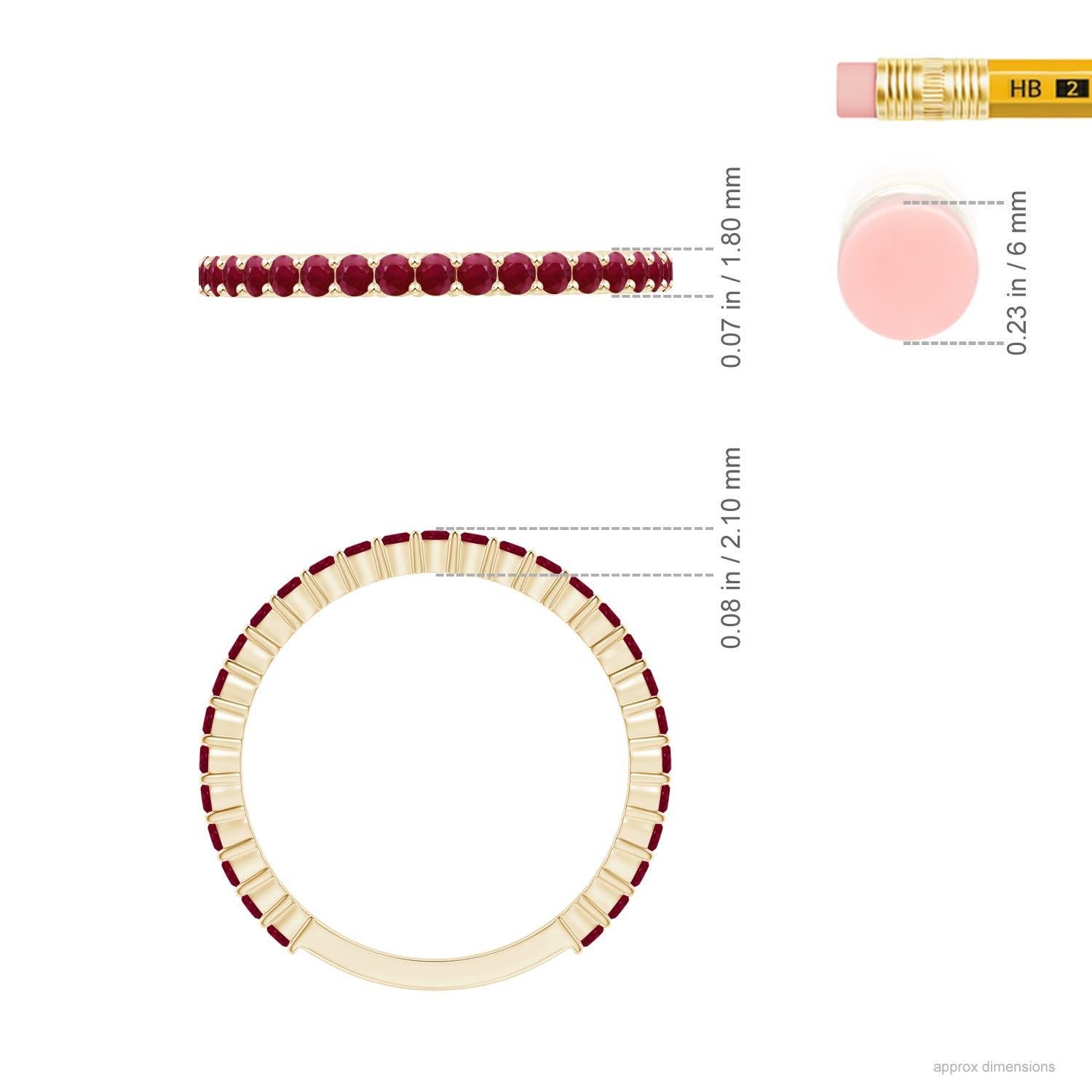 De las mujeres Angara Alianza de boda de oro macizo de 14 quilates con rubí redondo natural engastado con garras en venta