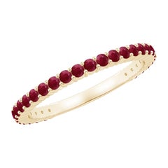 Anneau de mariage éternel en or massif 14K avec rubis rond serti à l'anneau Angara Naturel