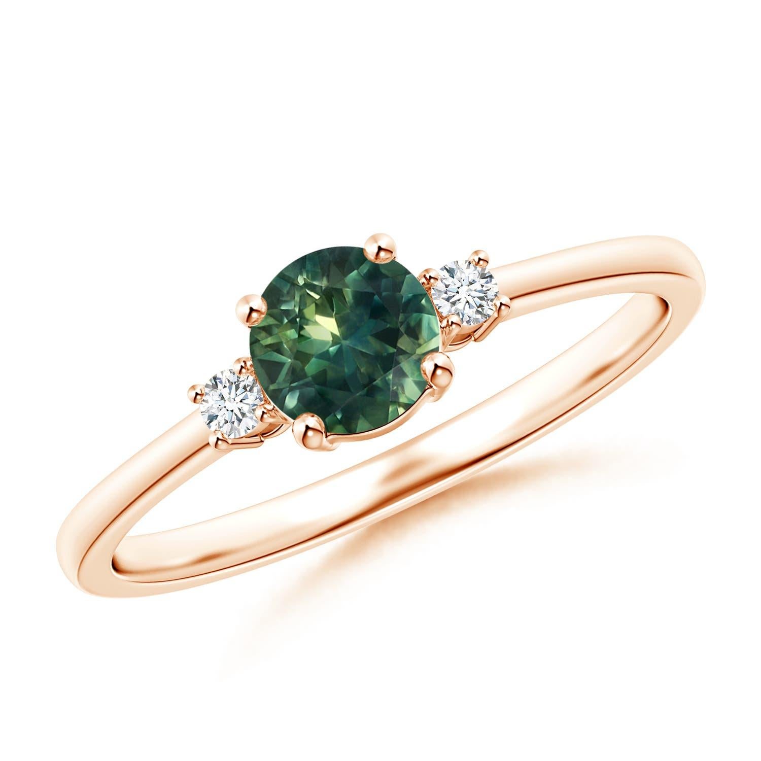 Anello Angara Nature con zaffiro tondo del Montana e diamanti incastonati, in oro 14K in vendita 2