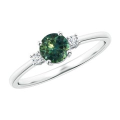 Anello Angara Nature con zaffiro tondo del Montana e diamanti incastonati, in oro 14K