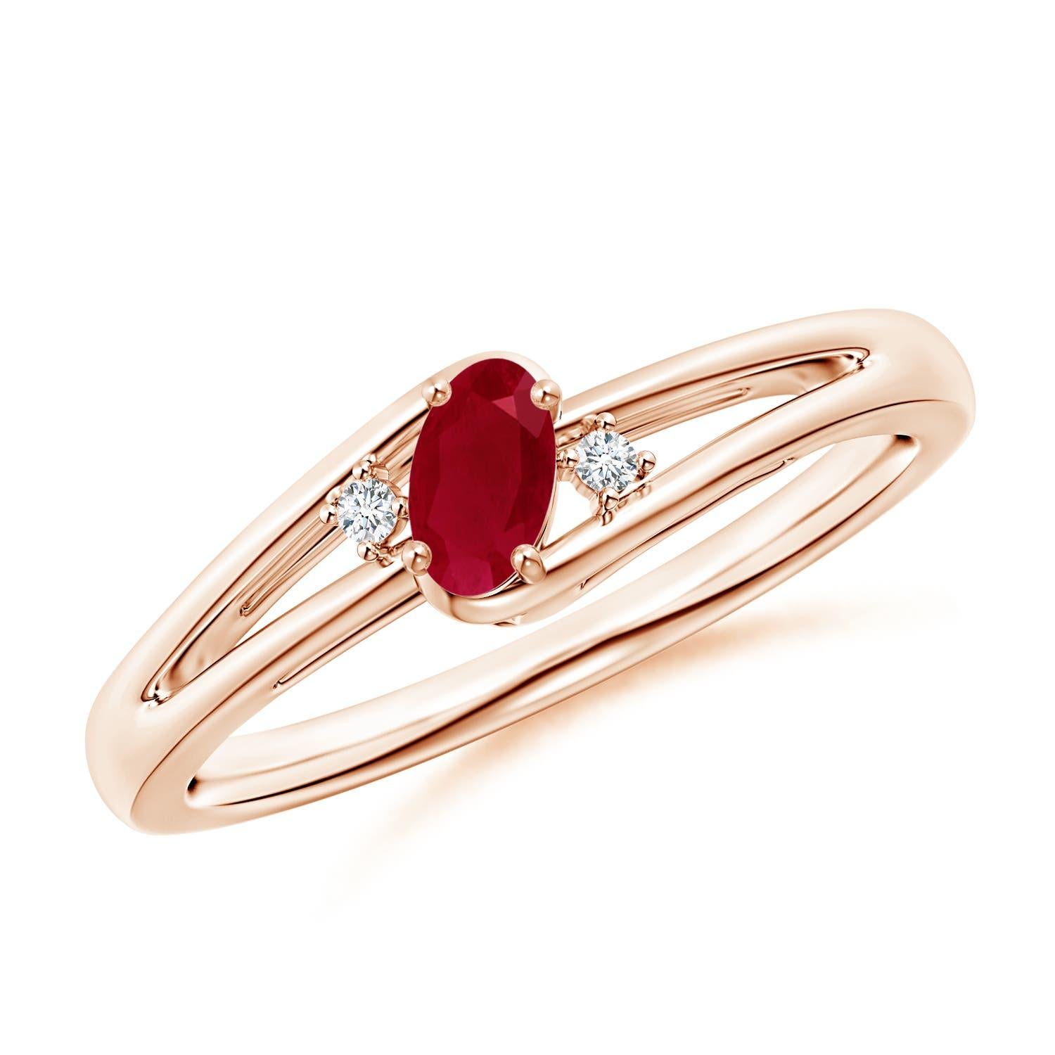 Anillo Angara de oro macizo de 14 quilates con diamantes y rubíes naturales engastados en garras en venta 4