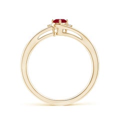 Angara Natural Prong-Set Ruby and Diamond Split Shank Ring in 14K Solid Gold