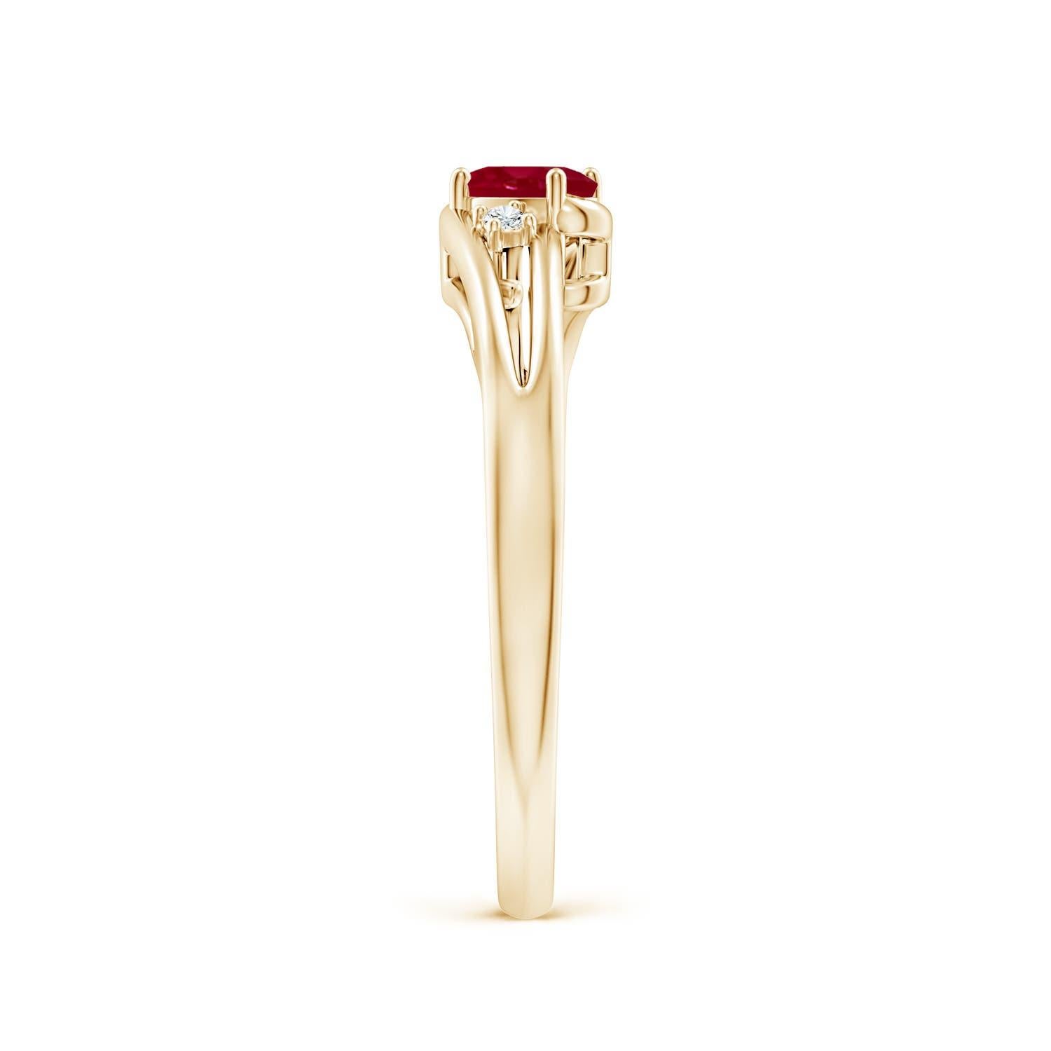 Anillo Angara de oro macizo de 14 quilates con diamantes y rubíes naturales engastados en garras en Nuevo estado para la venta en Los Angeles, CA