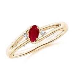 Anillo Angara de oro macizo de 14 quilates con diamantes y rubíes naturales engastados en garras