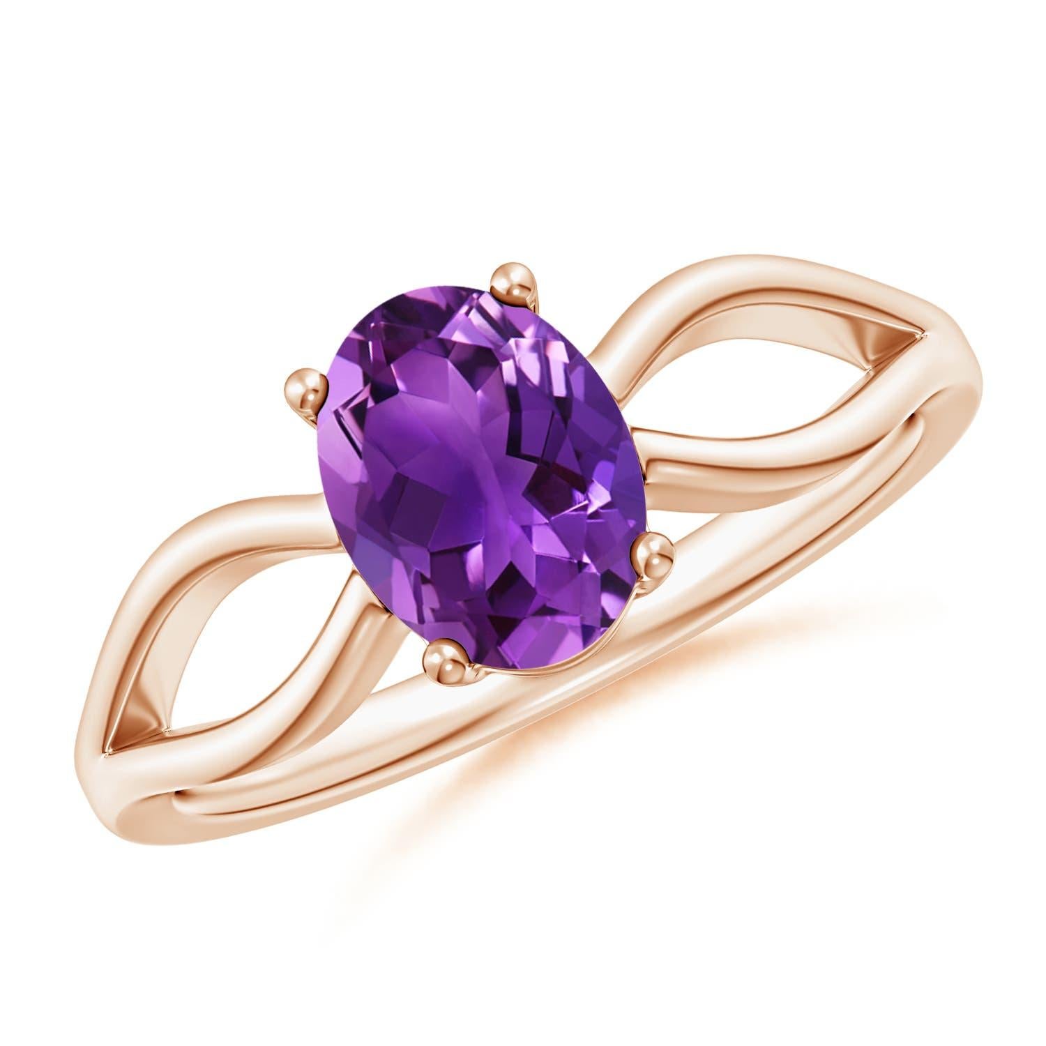 Anillo Angara de amatista natural con solitario engastado de 1,15 ct en oro macizo de 14 quilates en venta 2
