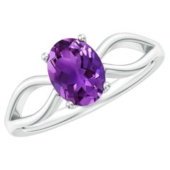 Anillo Angara de amatista natural con solitario engastado de 1,15 ct en oro macizo de 14 quilates