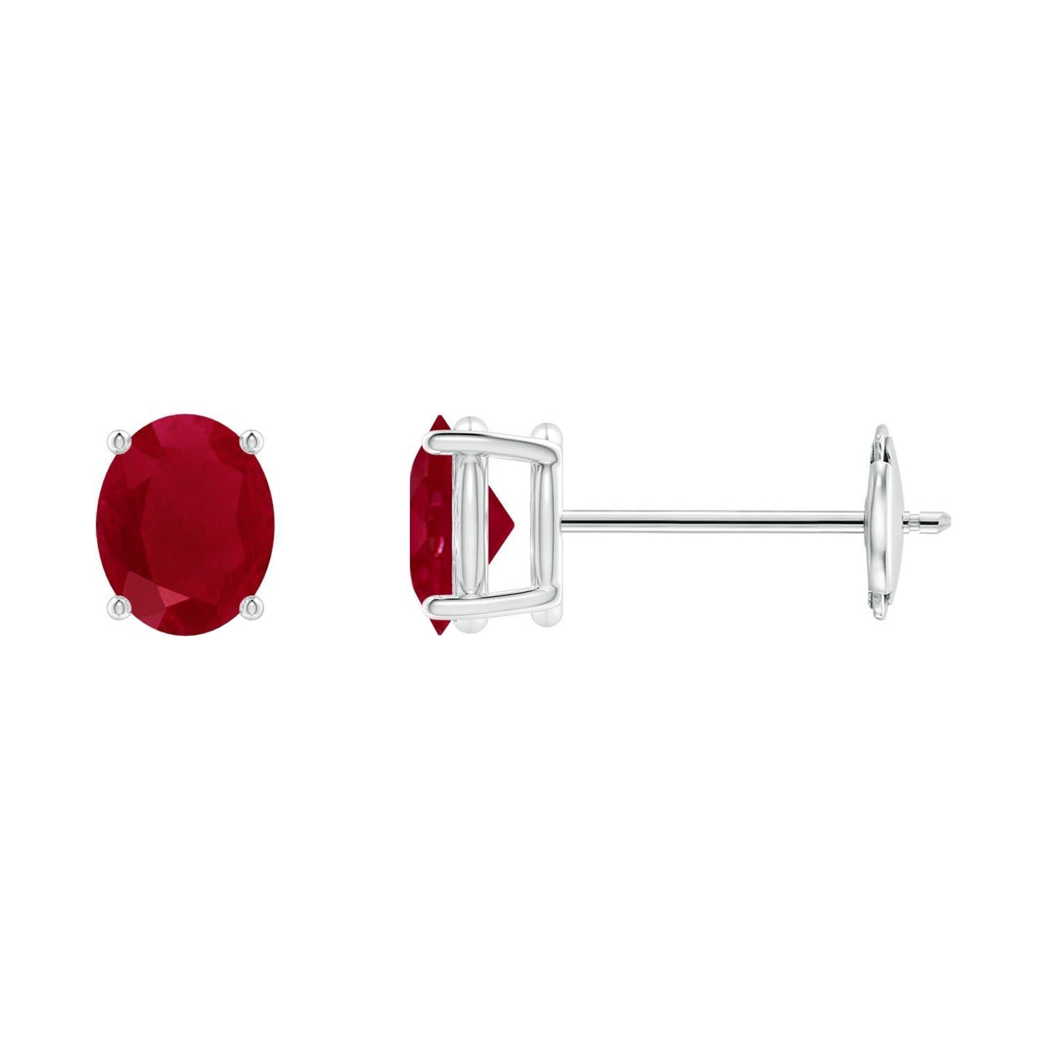 Angara Natural Prong-Set Solitaire Oval Ruby Stud Earrings in 14K Solid Gold