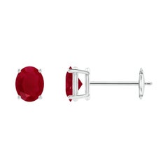 Angara Natural Prong-Set Solitaire Oval Ruby Stud Earrings in 14K Solid Gold