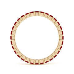 Anillo de eternidad de oro macizo de 14 quilates con rubí cuadrado de 1,28 quilates engastado en garras naturales de Angara